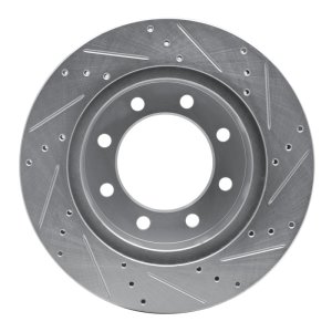 Dodge Ram 2500 Brake Rotor (1) - Front Left - R1 Concepts - Drilled & Slotted - Silver - `03-`08